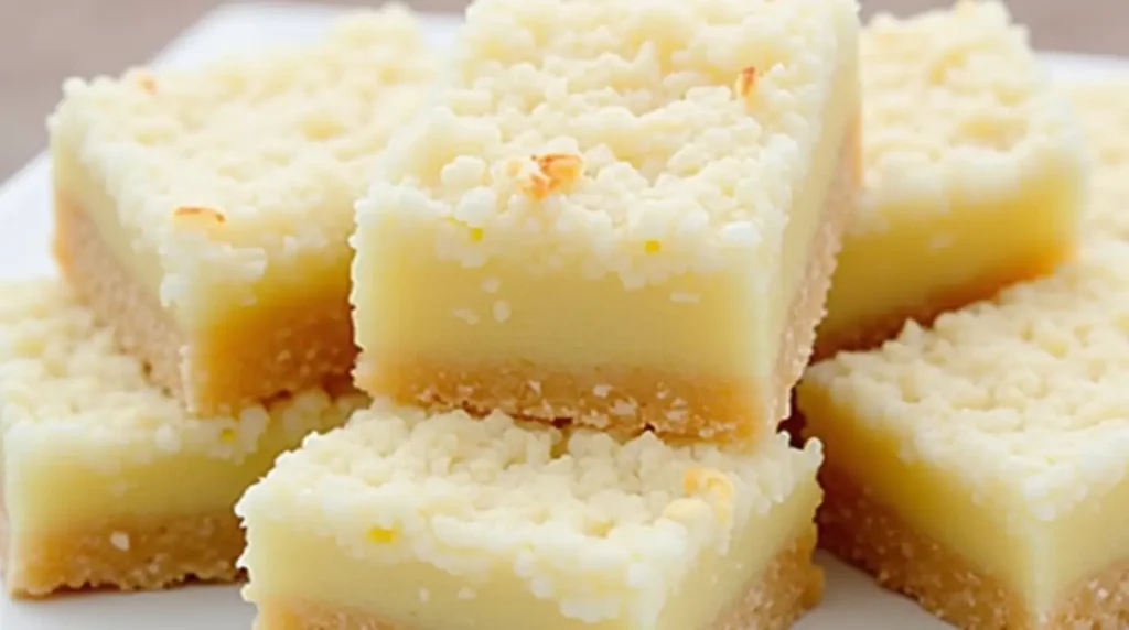 A close-up of freshly baked Chewy Coconut Bars, showcasing their golden-brown edges, gooey chocolate chips